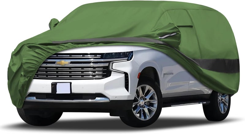JURMON Heavy Duty Outdoor Car Cover Intended for Chevy Suburban,Waterproof All Weather for Automobiles, Outdoor Full Cover Rain Sun UV Protection with Zipper Cotton - Image 1